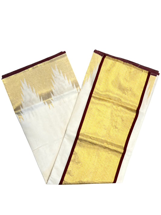 Southloom Super Premium Balaramapuram Unakkupaavu Handloom Cotton Saree with Gold Temple Border