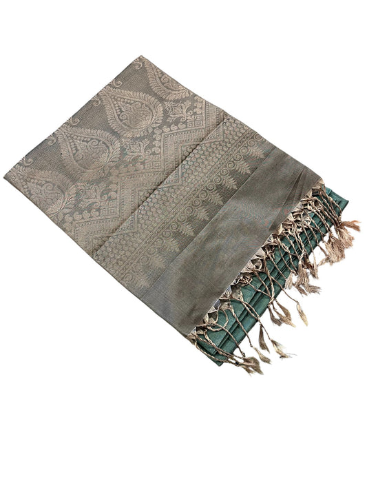 Southloom Pure Handloom Bridal Kanchipuram Silk Saree with Korvai Work (Blue & Grey)