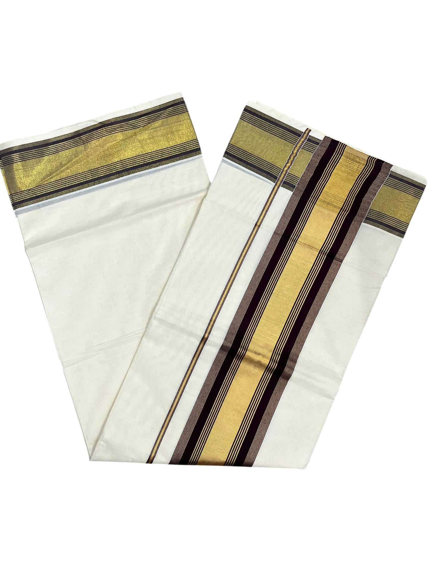 Southloom Kerala Cotton Kasavu Saree with Brown Border