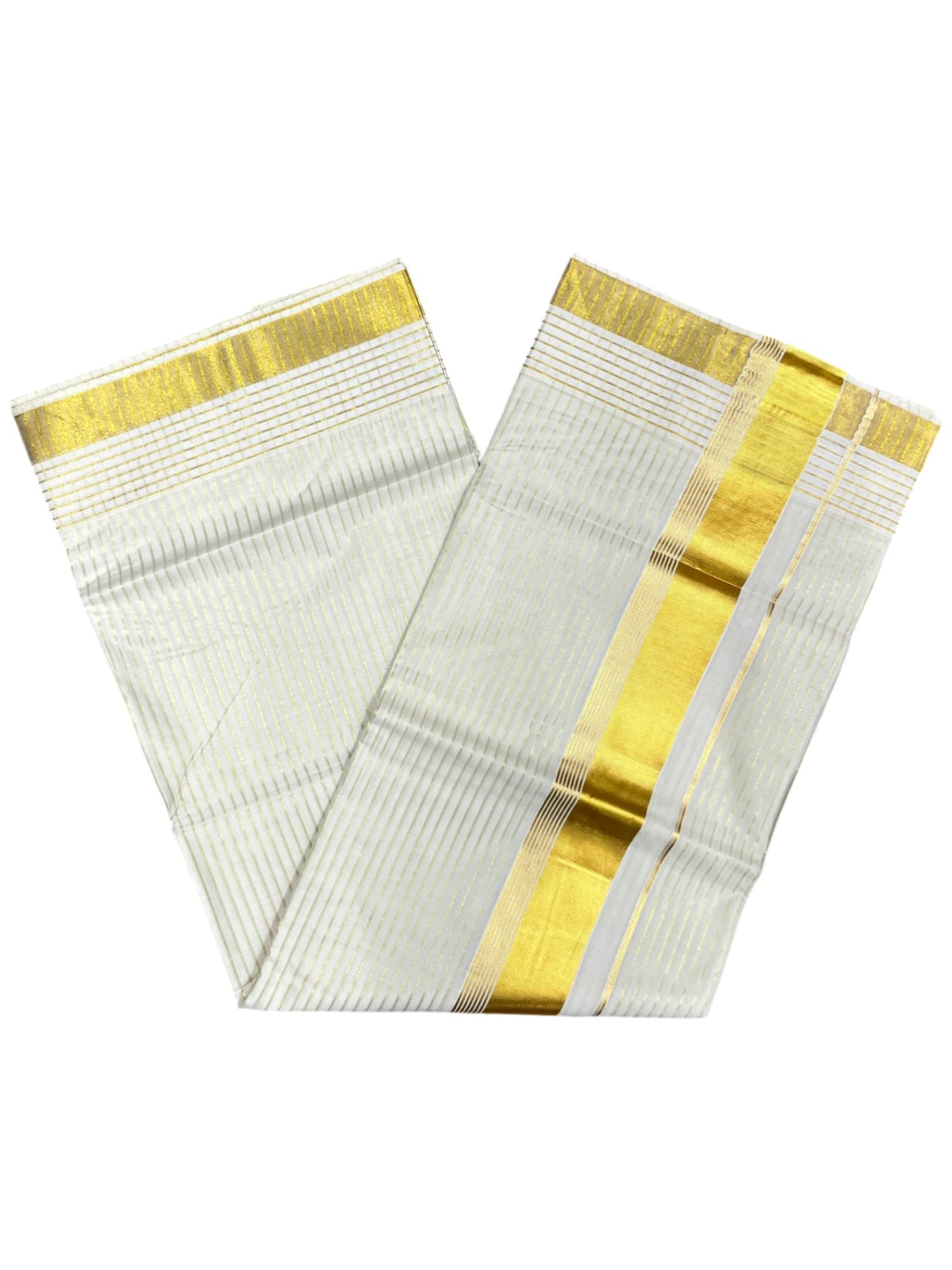 Southloom Pure Cotton Kerala Kasavu Saree with Lines on Body and Kasavu Border