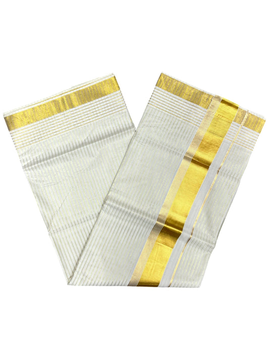 Southloom Pure Cotton Kerala Kasavu Saree with Lines on Body and Kasavu Border