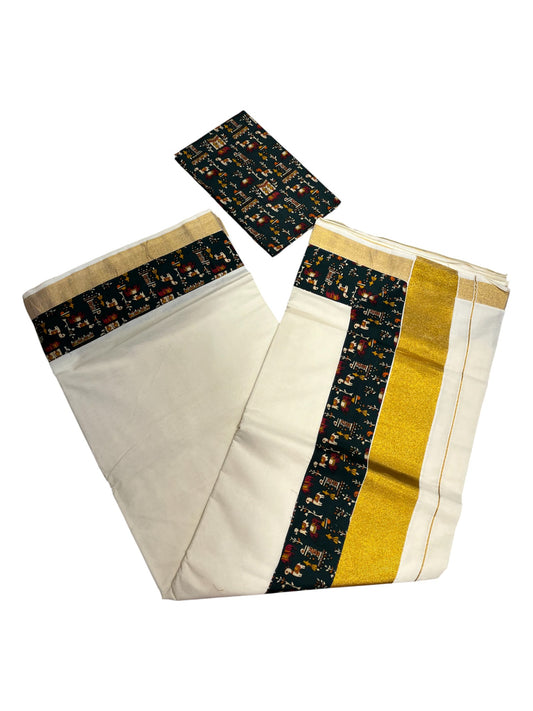 Southloom Cotton Kerala Saree with Ajrakh Printed