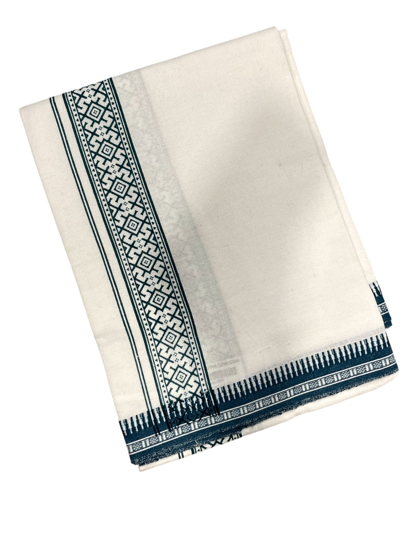 Southloom Off White And Black Printed Single Mundu / Otta Mundu / Lungi (South Indian Kerala Dhoti)
