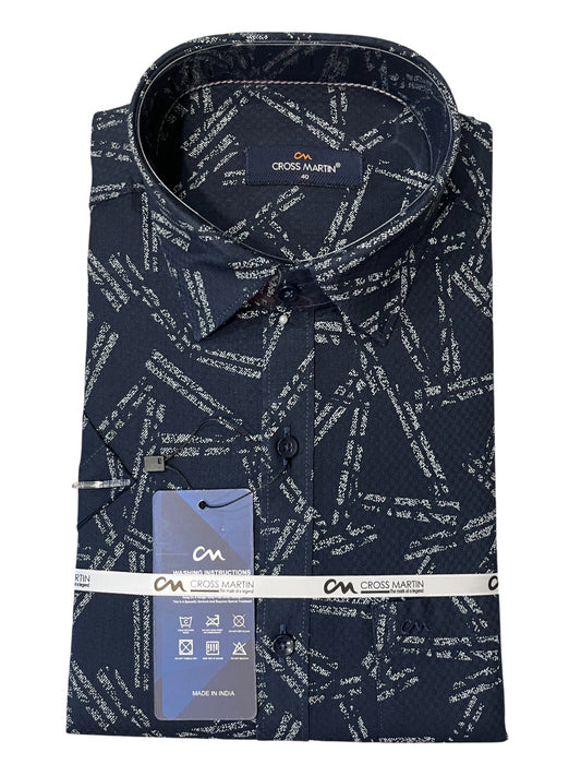 Southloom Pure Cotton Blue Printed Shirt (40 HS)