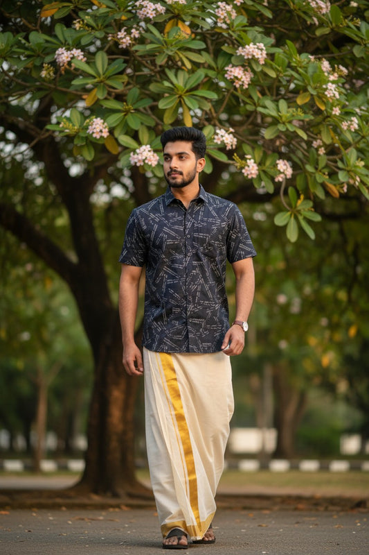 Southloom Pure Cotton Blue Printed Shirt SLSHIRT 40 HS