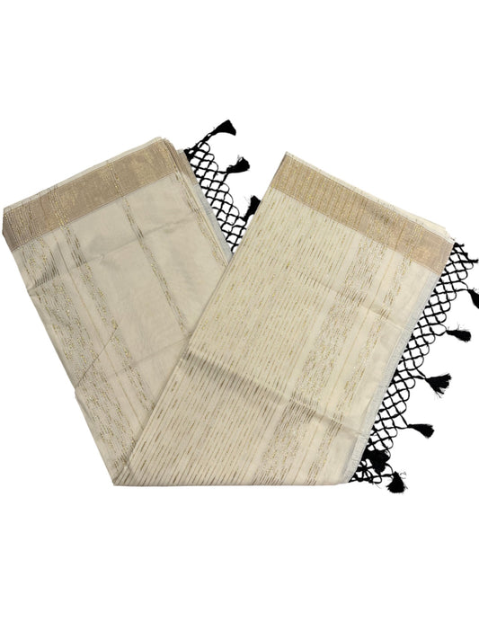 Southloom Kerala Cotton Kasavu Saree with Golden Thread Work