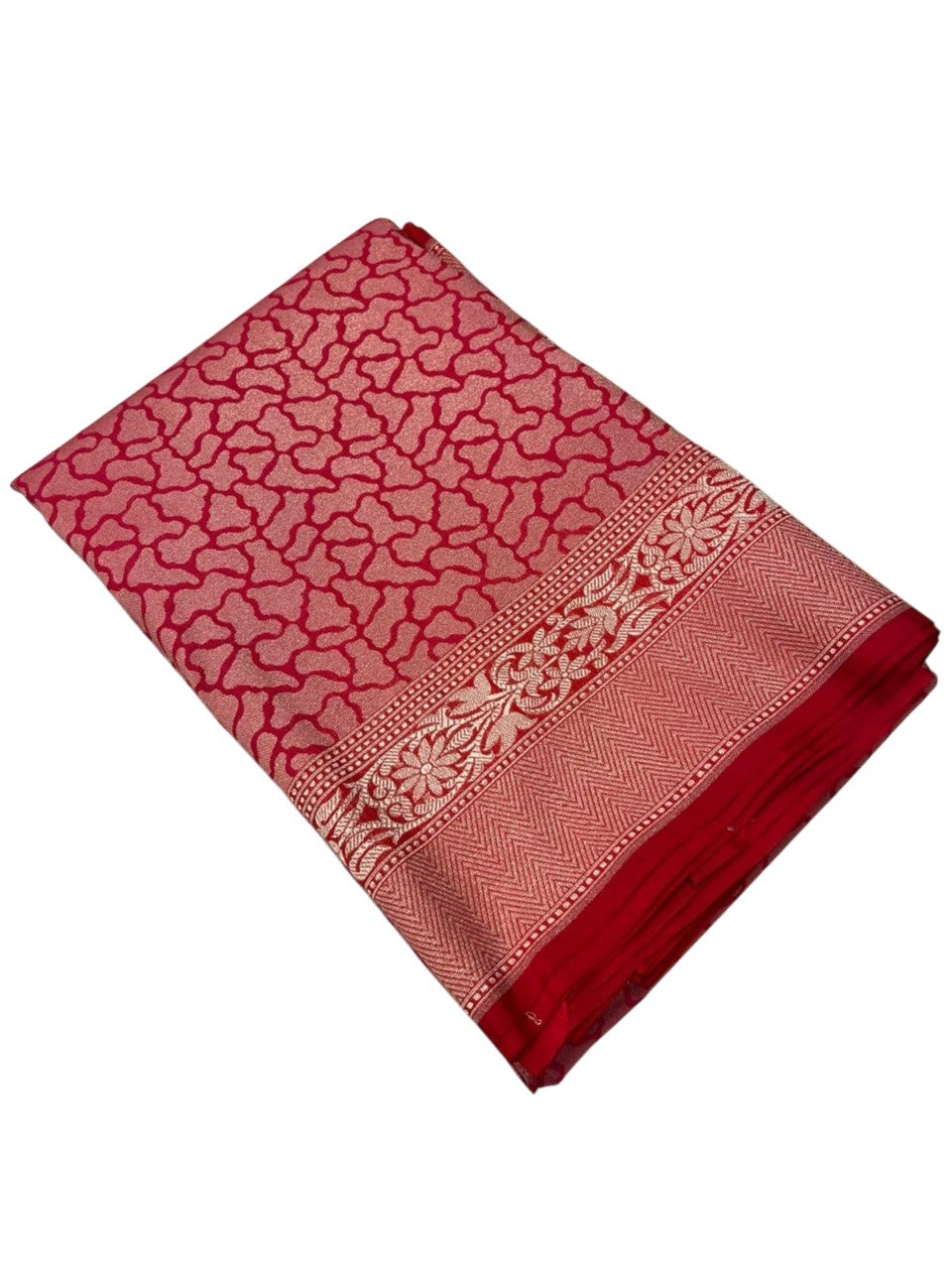 Southloom Pure Banarasi Silk Saree with Woven Work on Body and Borders (Pink And Red)
