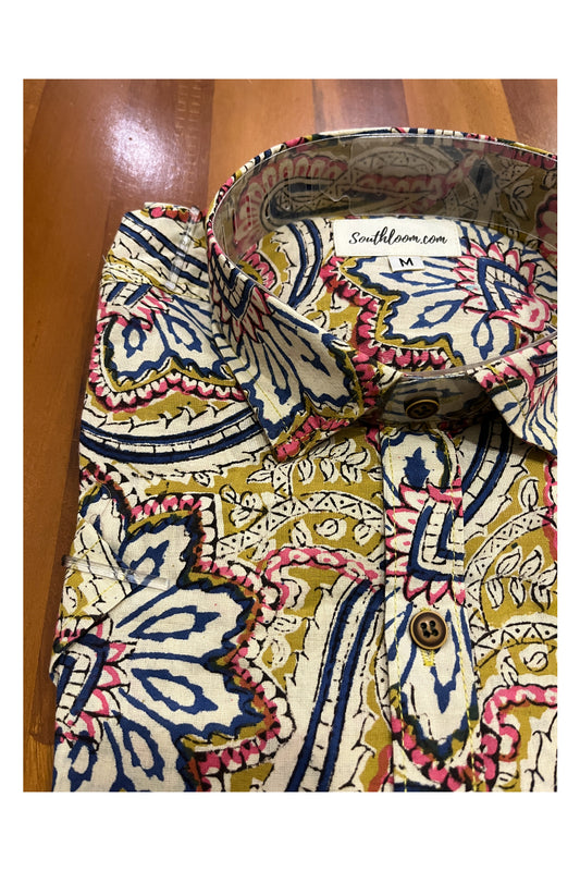 Southloom Jaipur Cotton Multi Coloured Hand Block Printed Shirt (Half Sleeves)