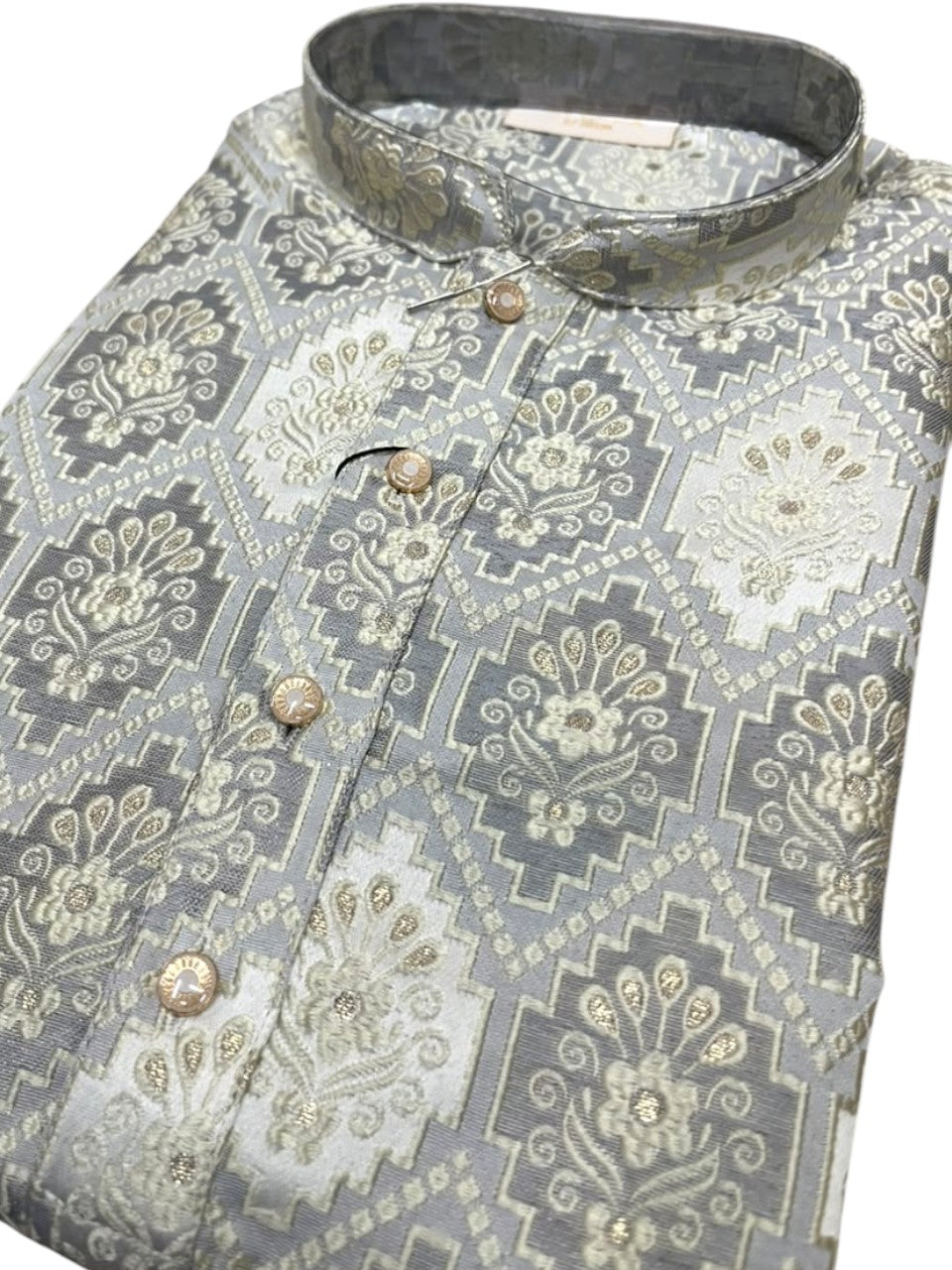 Southloom Gray Woven Semi Silk Short Kurta for Men SL590