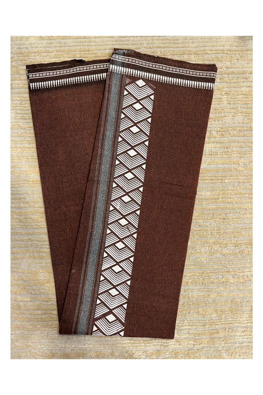 Southloom Maroon Printed Single Mundu / Otta Mundu / Lungi (South Indian Kerala Dhoti)