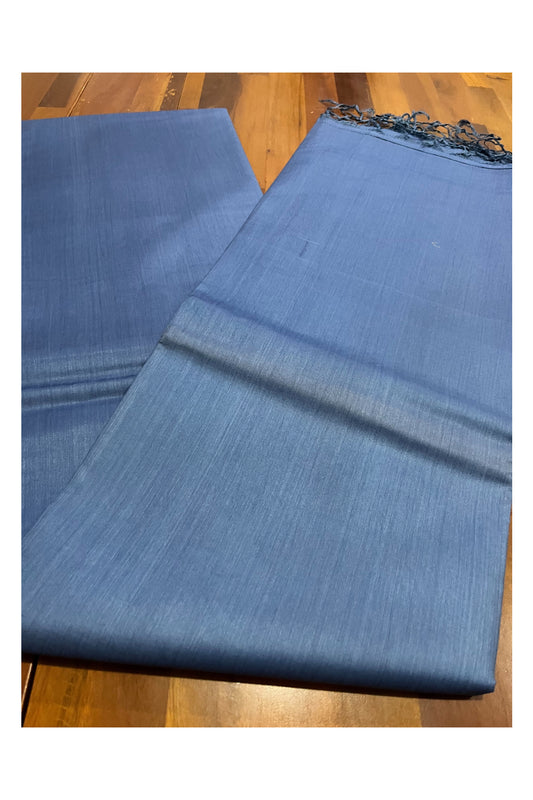 Southloom Premium Tussar Solid Blue Saree