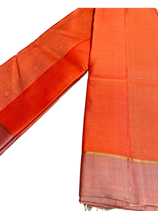 Southloom Pure Handloom Kanchipuram Silk Saree with Butta Work (Orange)