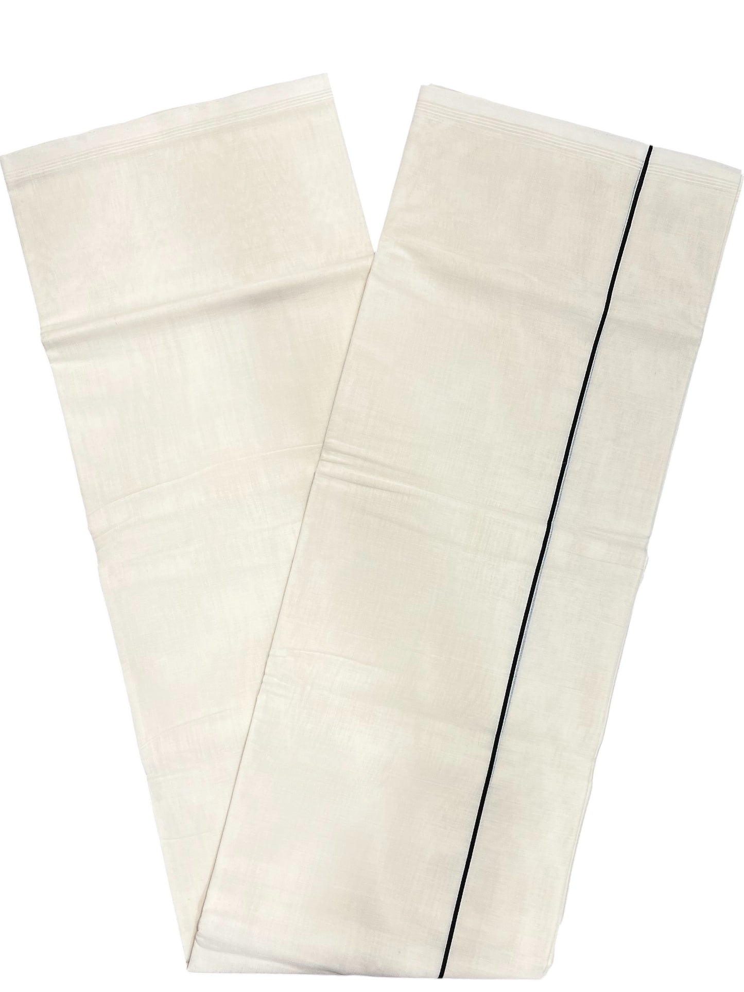 Southloom Pure Cotton Mundu With Black Eerkkil Kara (South Indian Kerala Dhoti)