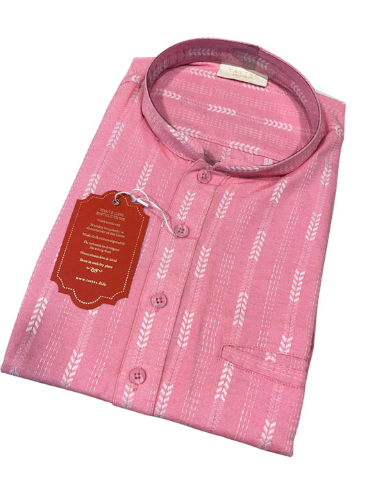 Southloom Semi Silk Short Kurta for Men in Pink Colour