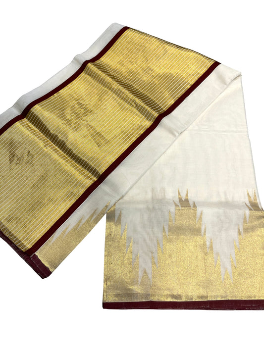 Southloom Super Premium Balaramapuram Unakkupaavu Handloom Cotton Saree with Gold Temple Border
