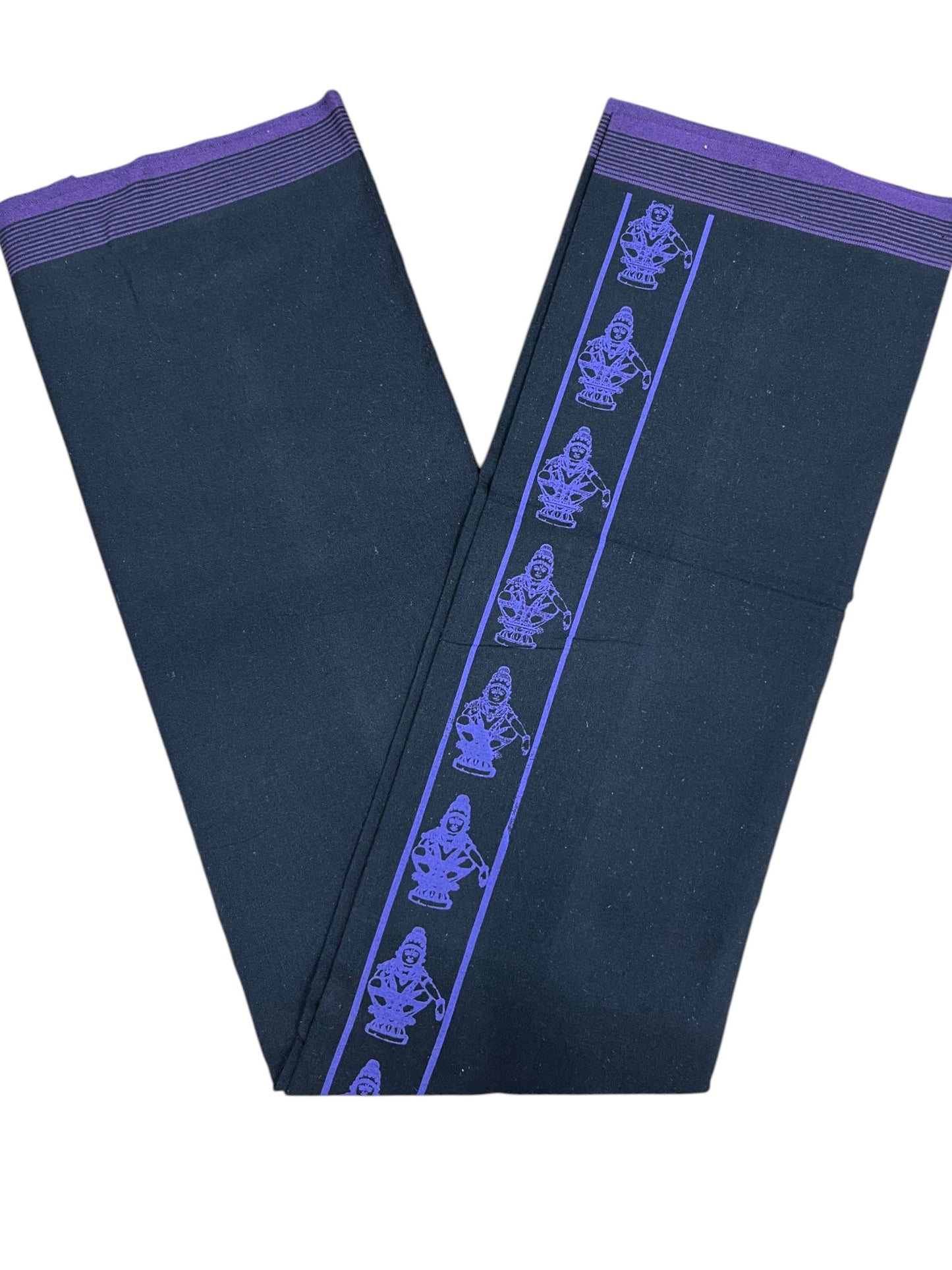 Southloom Black Printed Ayyapan Single Mundu / Otta Mundu  (South Indian Kerala Dhoti)
