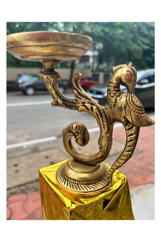 Southloom Solid Brass Handmade Peacock Diya Stand Handicraft