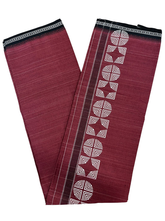 Southloom Maroon Printed Single Mundu / Otta Mundu / Lungi (South Indian Kerala Dhoti)