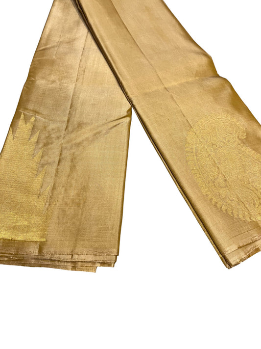 Southloom Premium Handloom Bridal Kanchipuram Silk Saree with Korvai Work (Beige)