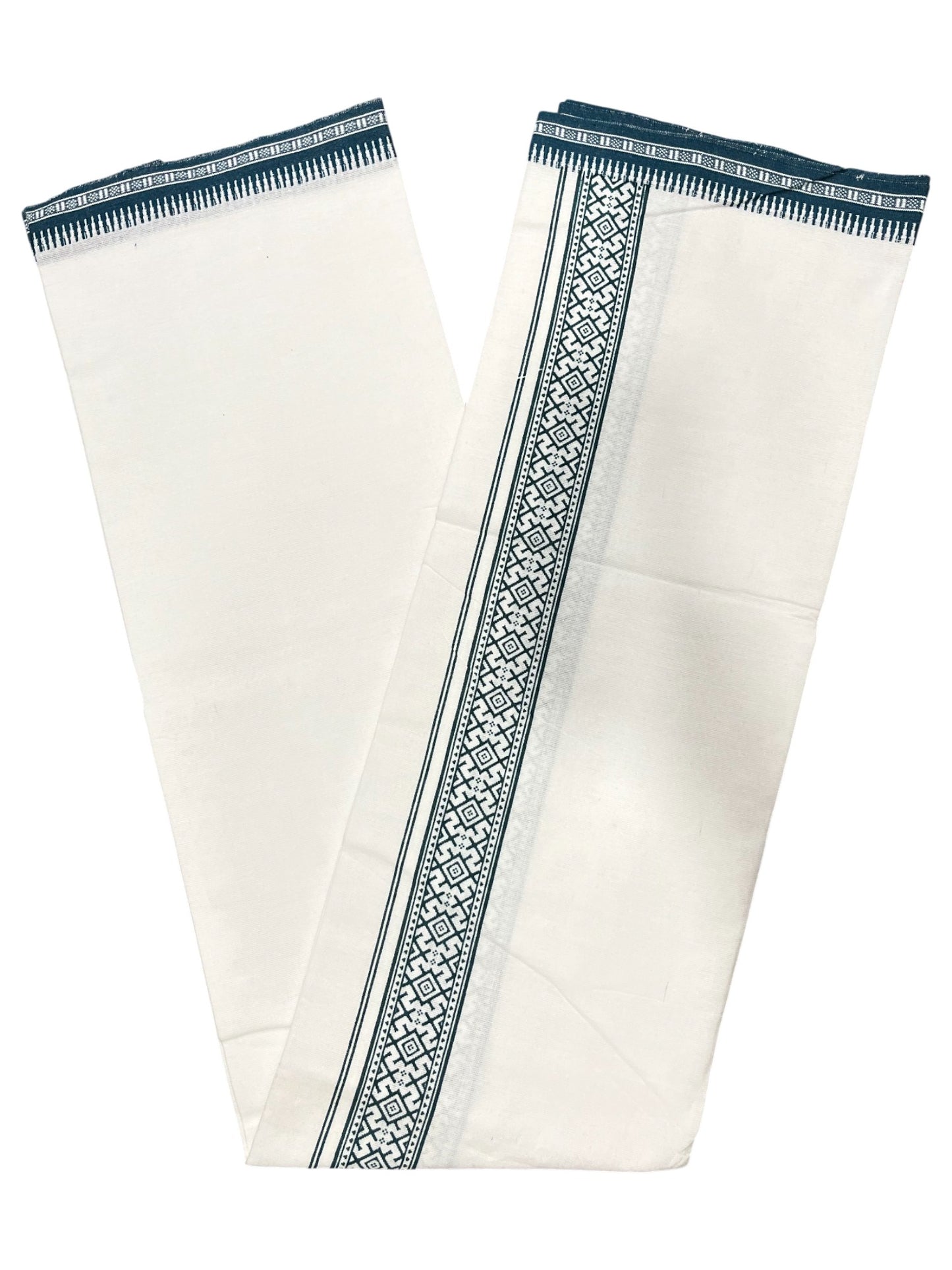 Southloom Off White And Black Printed Single Mundu / Otta Mundu / Lungi (South Indian Kerala Dhoti)