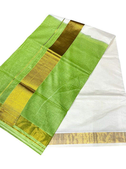 Southloom Tie and Dye Multi Colour Green Kasavu Saree