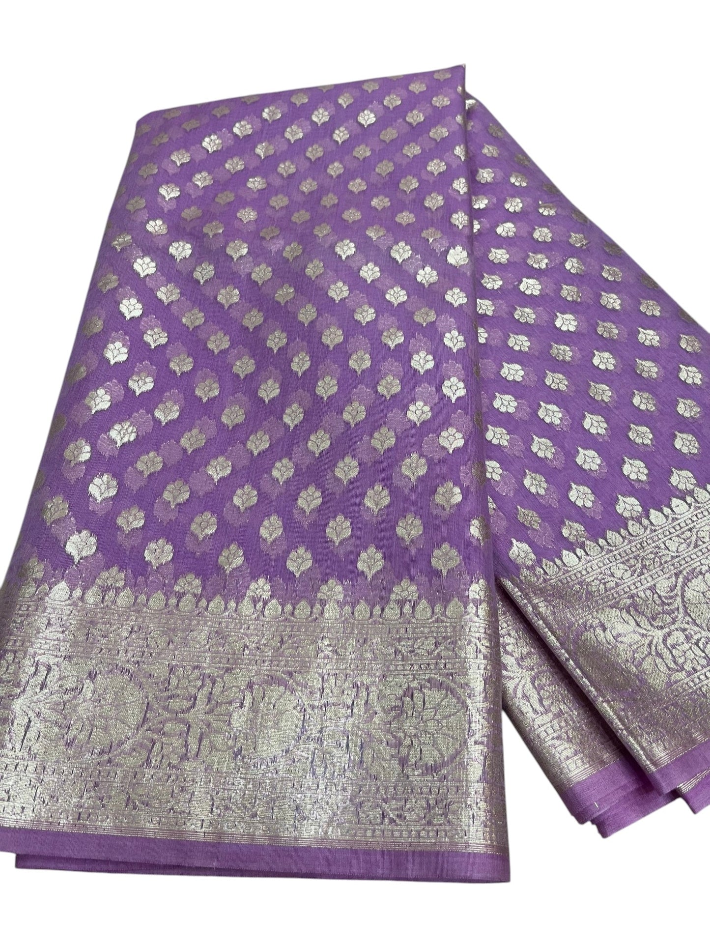 Southloom Cotton Banarasi Silk Saree with Woven Work on Body and Borders (Lavander)