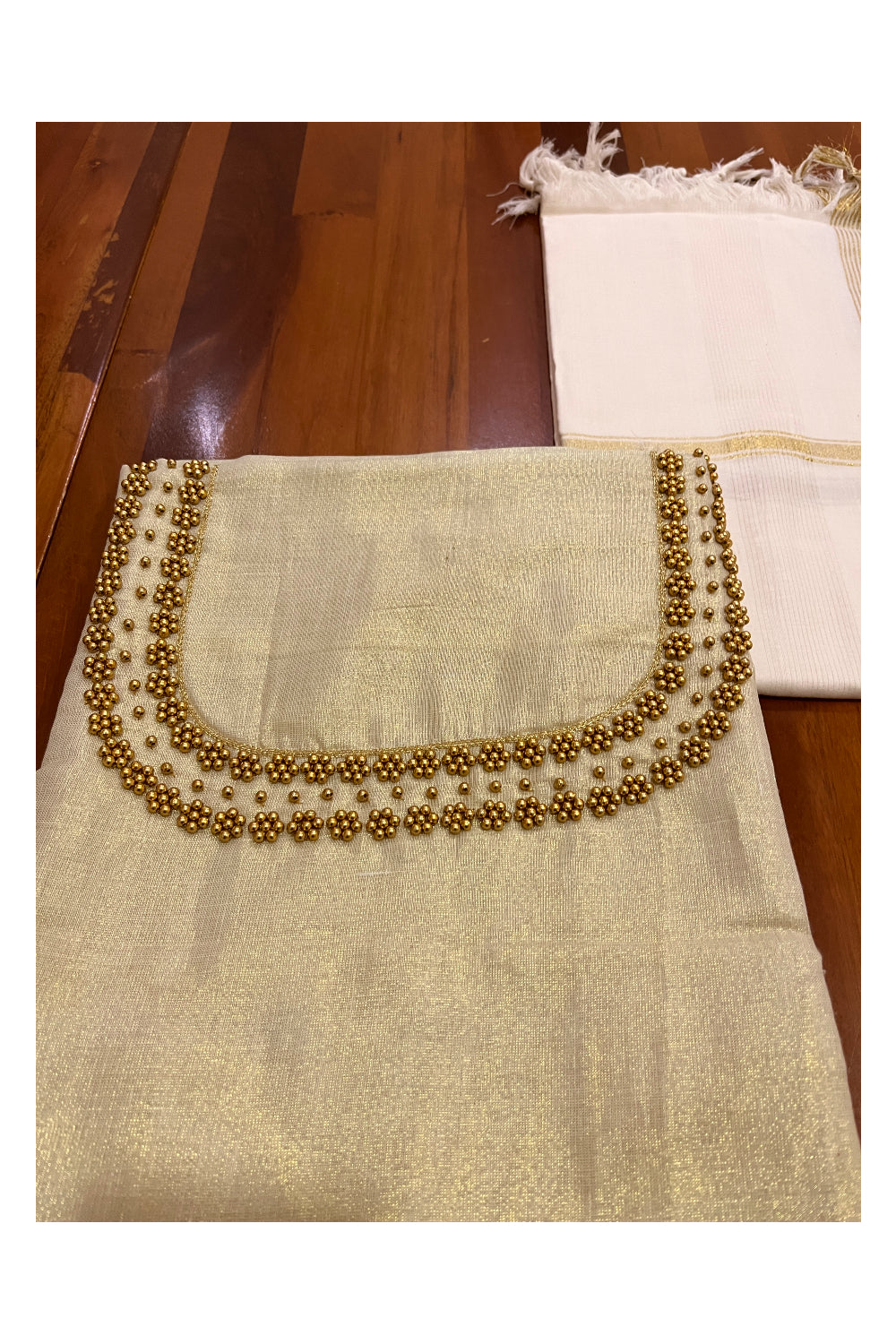 Churidar neck clearance designs with beads