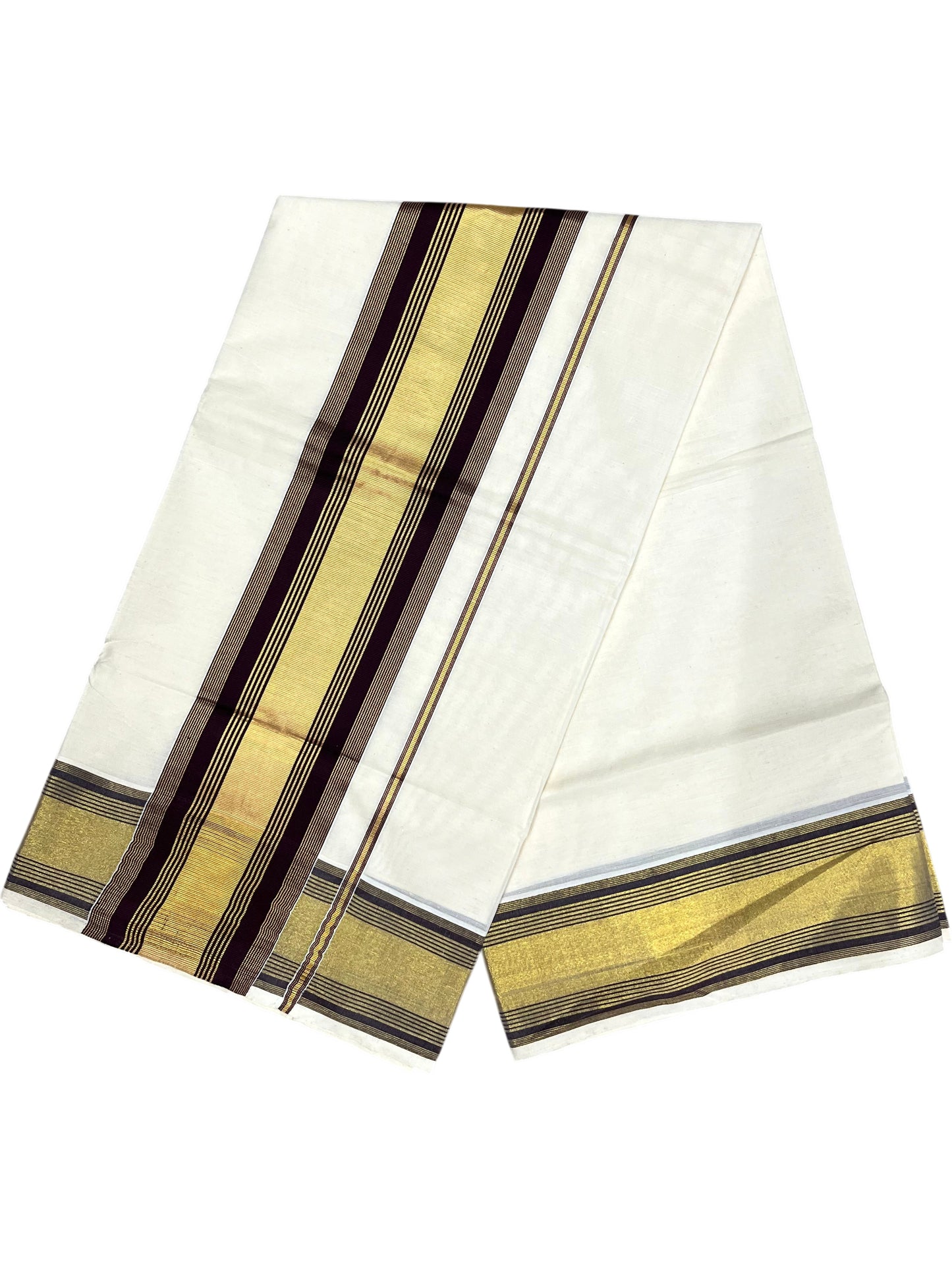 Southloom Kerala Cotton Kasavu Saree with Brown Border