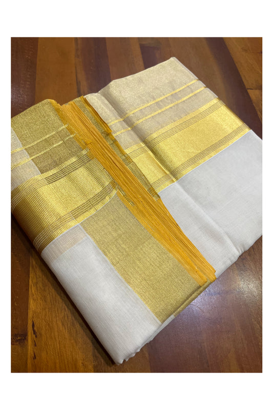 Southloom Premium Balaramapuram Handloom Wedding Kasavu Mundu (South Indian Kerala Dhoti)