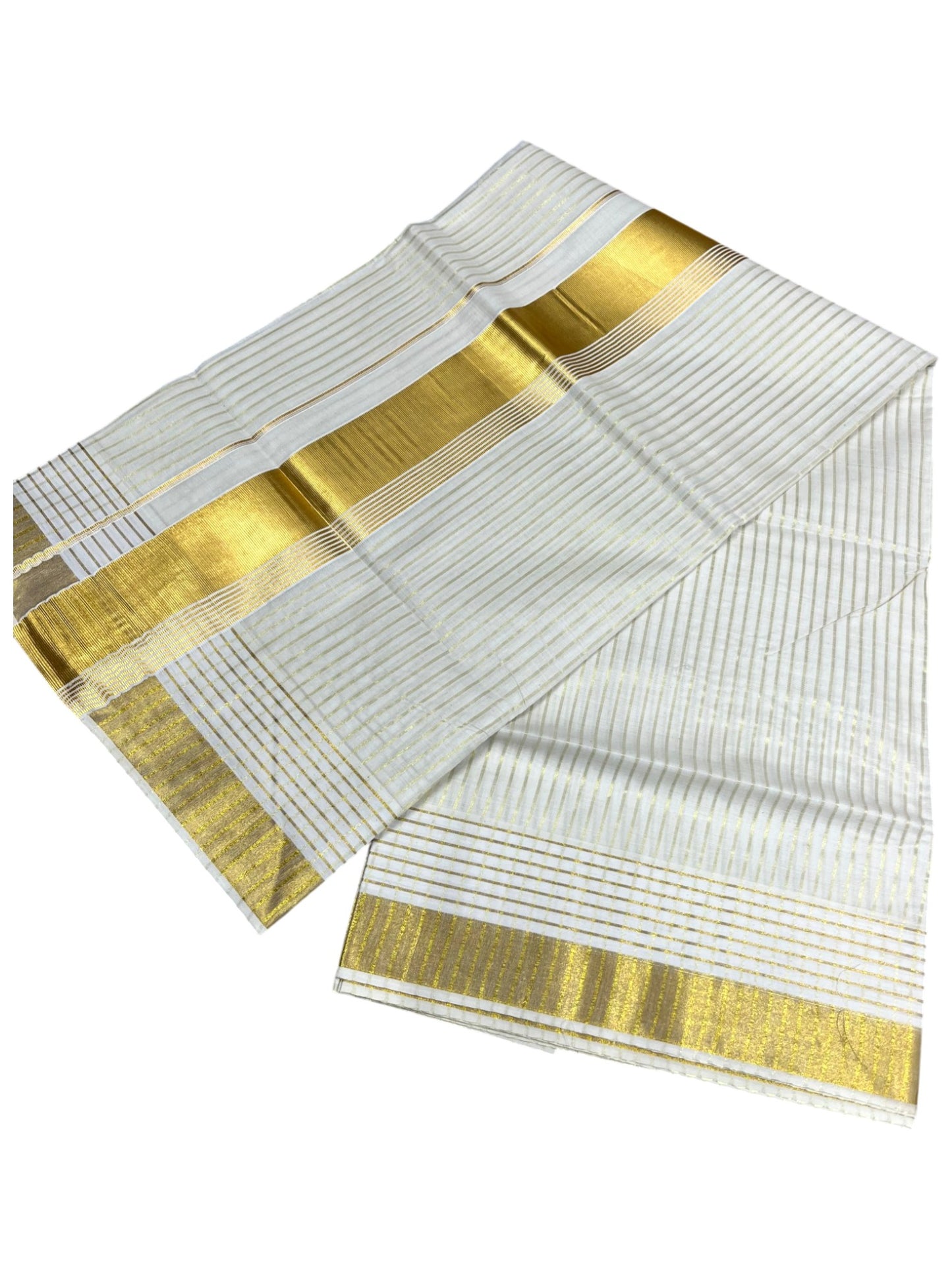 Southloom Pure Cotton Kerala Kasavu Saree with Lines on Body and Kasavu Border