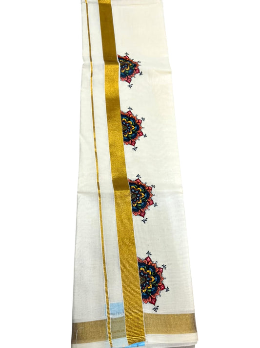 Southloom Cotton Kasavu Printed Kids's Velcro Mundu SLK