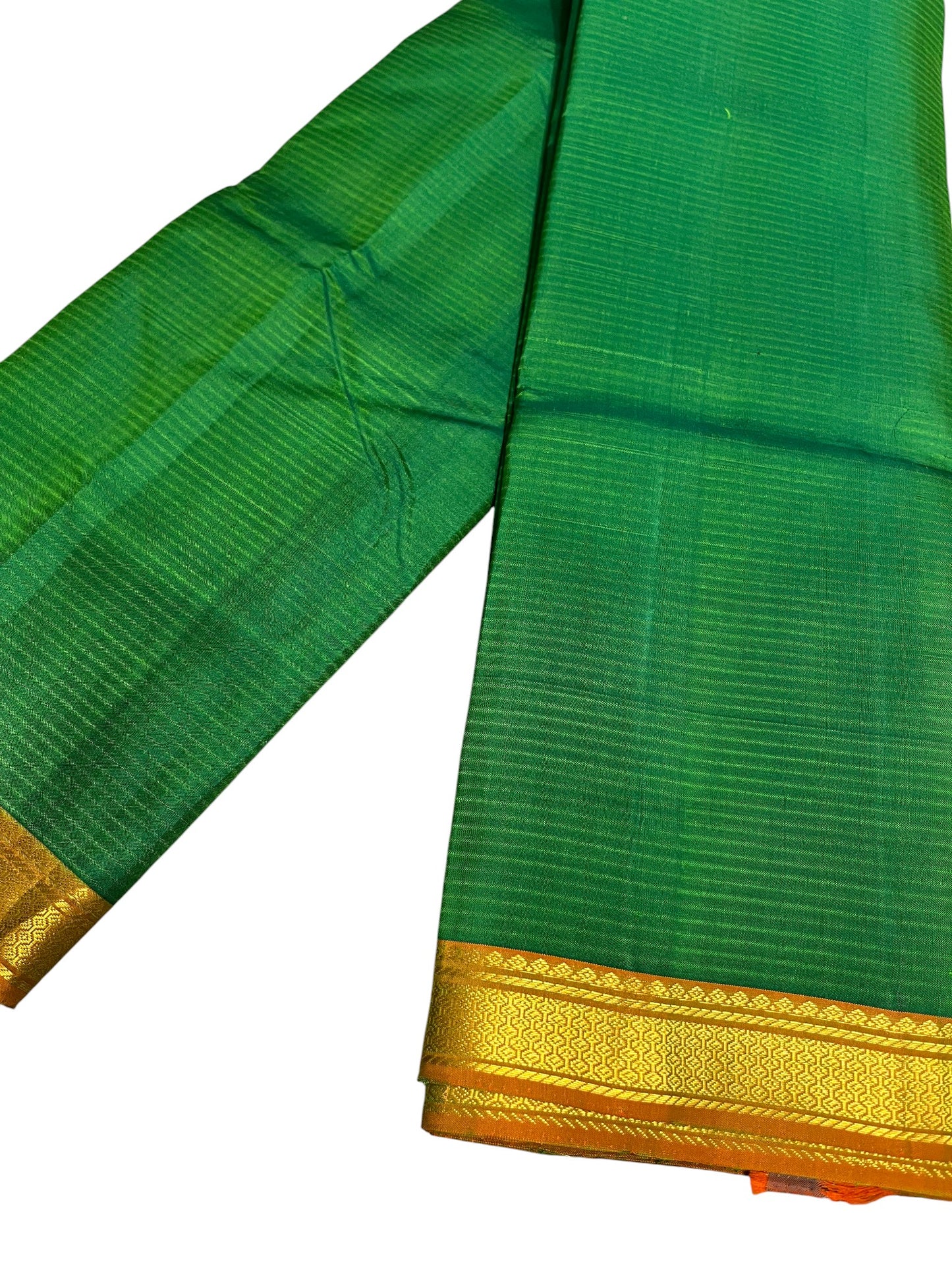 Southloom Pure Handloom Bridal Kanchipuram Silk Saree with Korvai Work (Green)