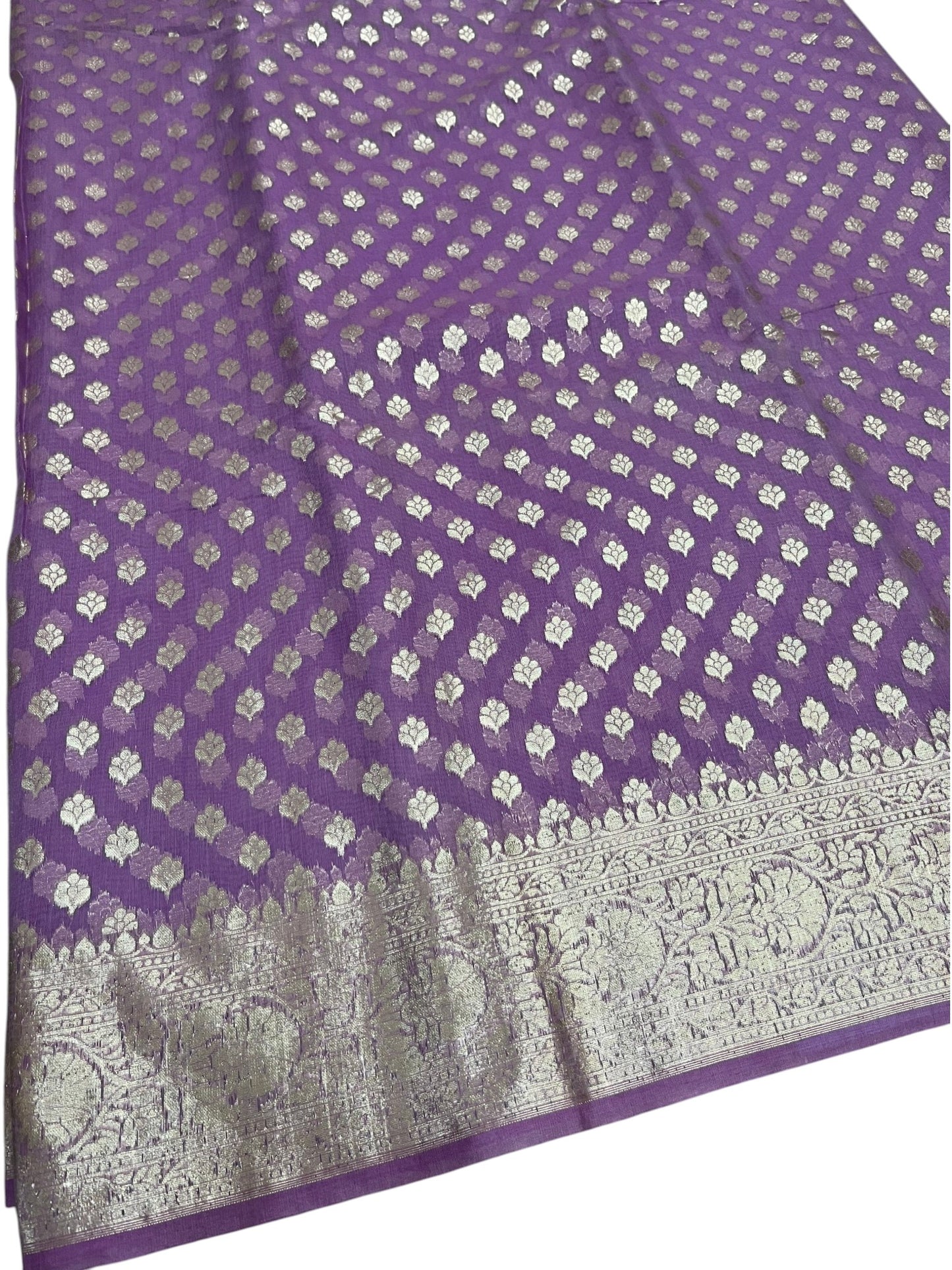 Southloom Cotton Banarasi Silk Saree with Woven Work on Body and Borders (Lavander)