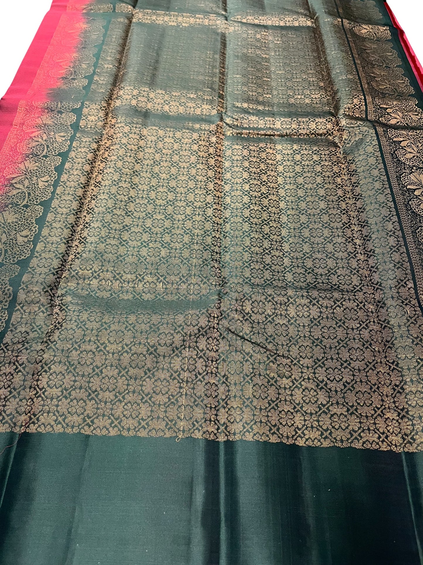 Southloom Pure Handloom Kanchipuram Silk Saree with Butta Work (Maroon & Green)