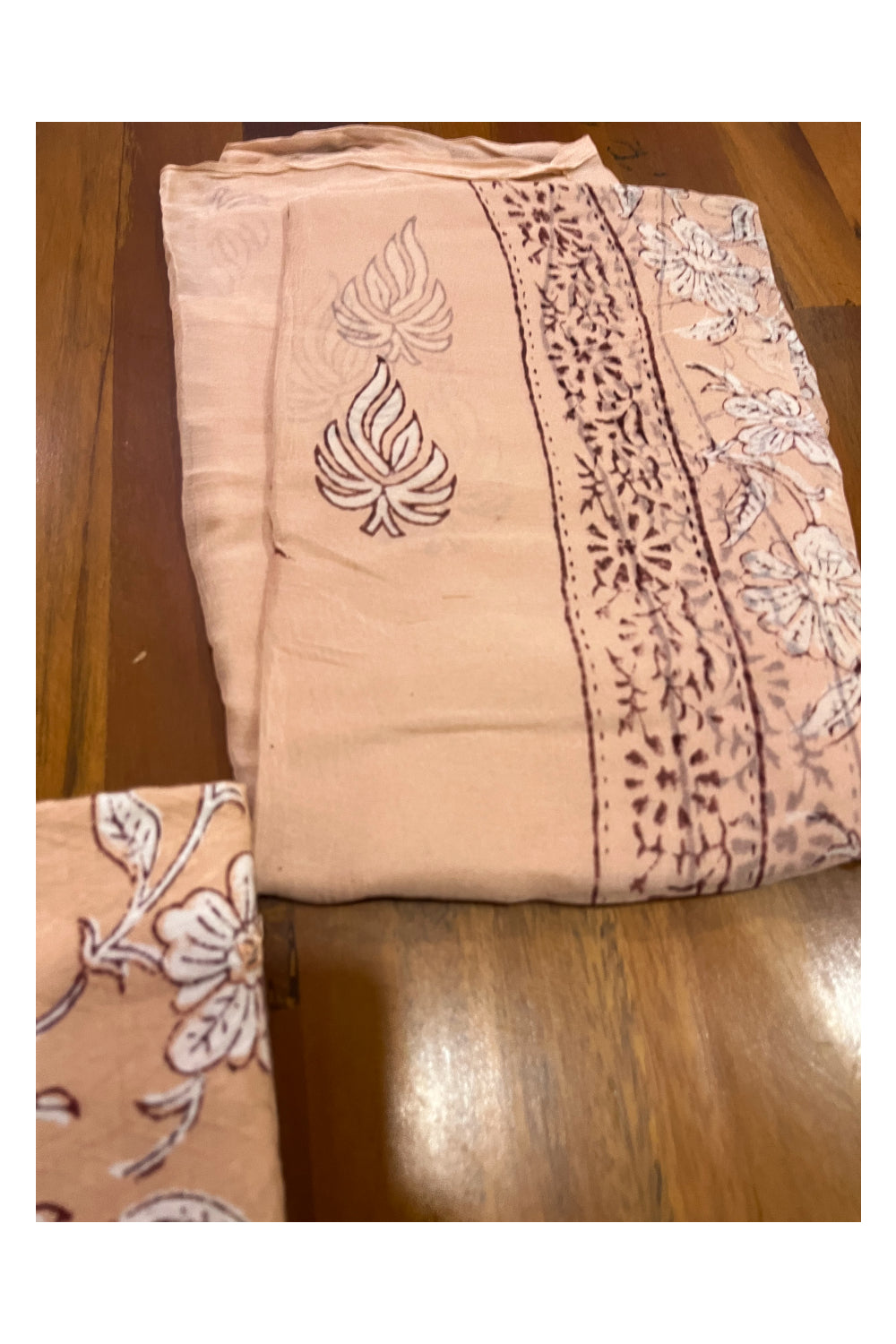 Southloom™ Cotton Peach Churidar Salwar Suit Material with Floral Prints