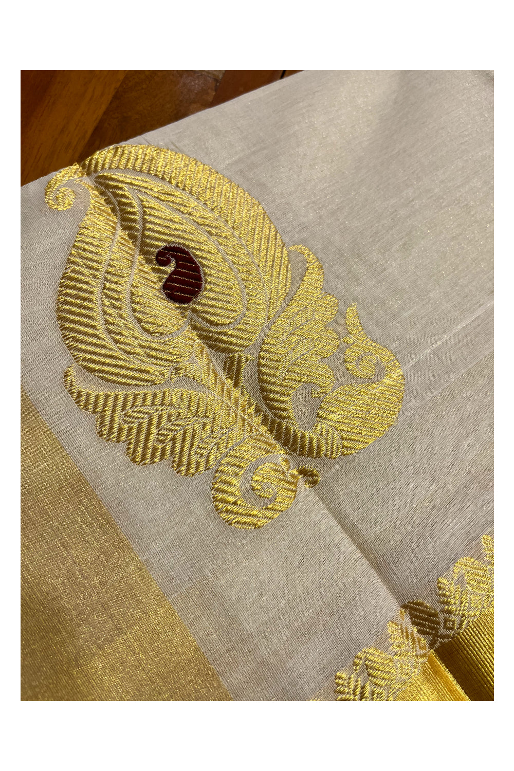 Southloom Premium Handloom Tissue Kasavu Saree with Heavy Woven Designs (Vishu 2024 Collection)