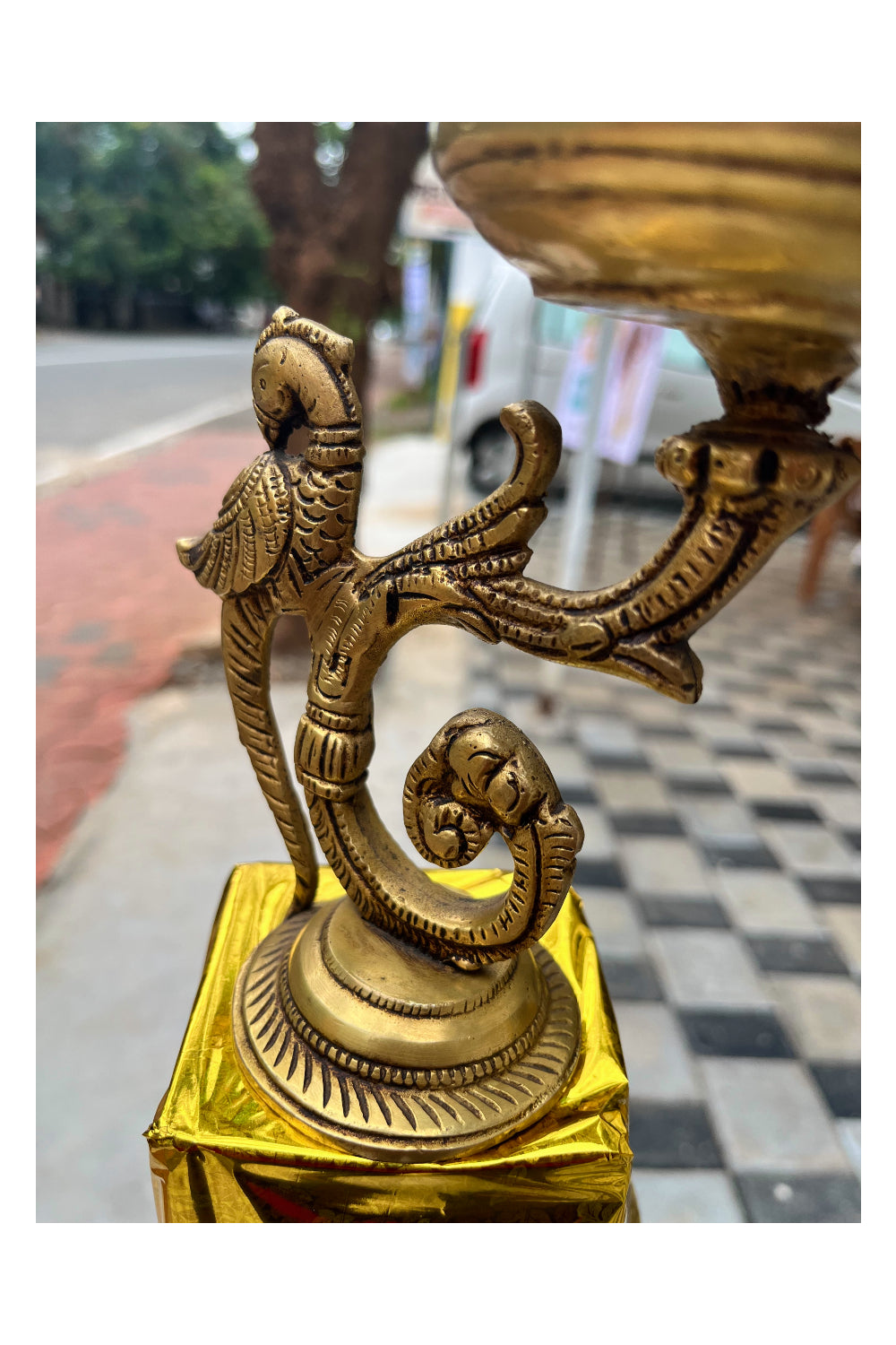 Southloom Solid Brass Handmade Peacock Diya Stand Handicraft