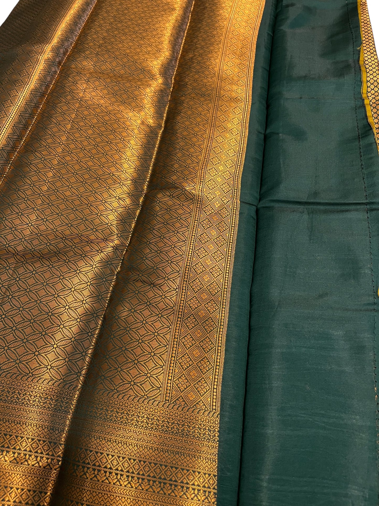 Southloom Premium Semi Silk Zari Work Brocade Saree in Bridal Green with Matching Pallu