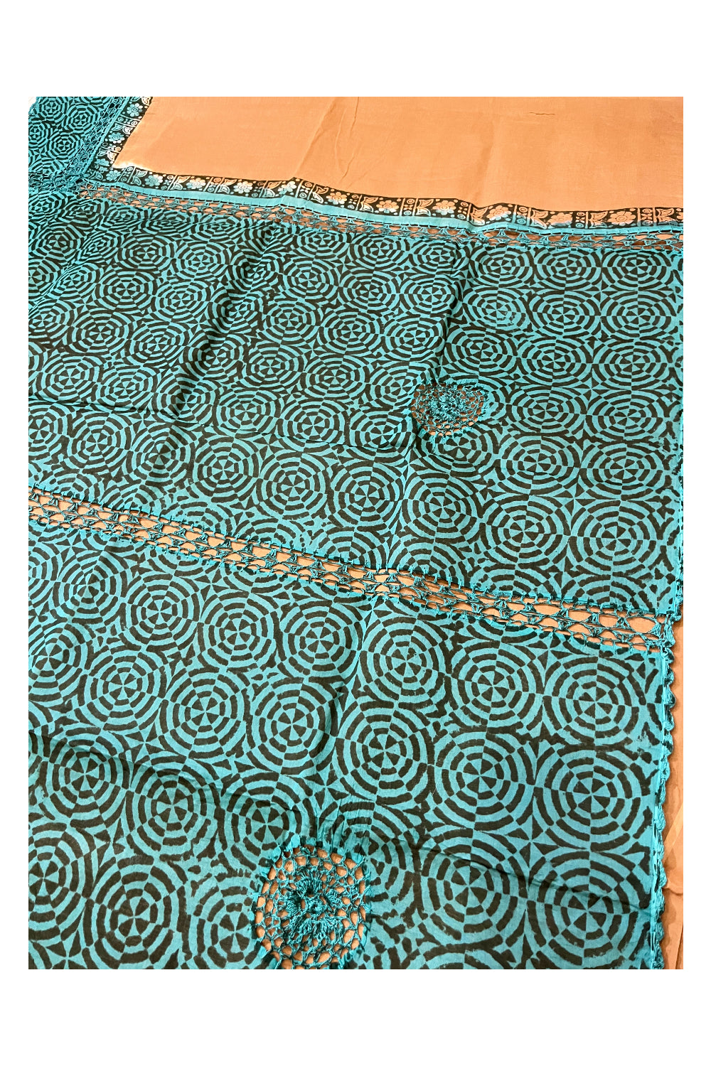 Southloom Pure Cotton Yellow Saree with Green Crochet Woven Designs