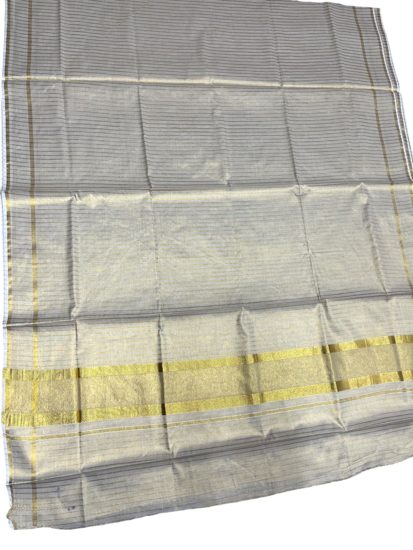 Southloom Kerala Tissue Kasavu Saree with Stripes on Body
