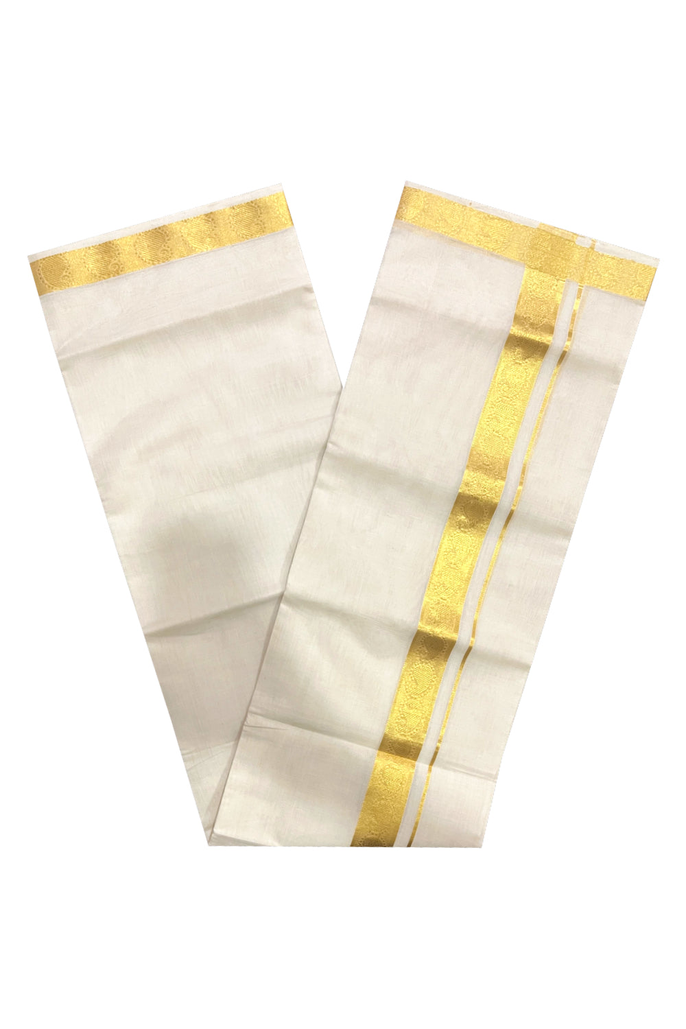 Southloom Premium Balaramapuram Unakkupaavu Handloom Mundu with Kasavu Woven Designs (South Indian Kerala Dhoti)