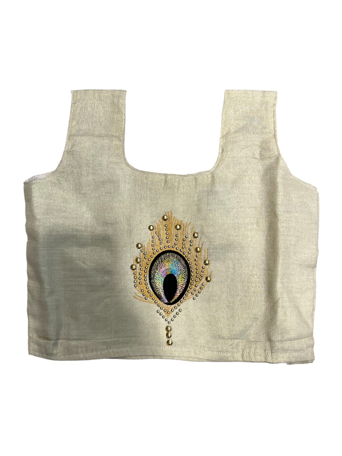 Southloom Kerala Tissue Kasavu Pavada Blouse with Embroidery Work for Kids (Age 1)