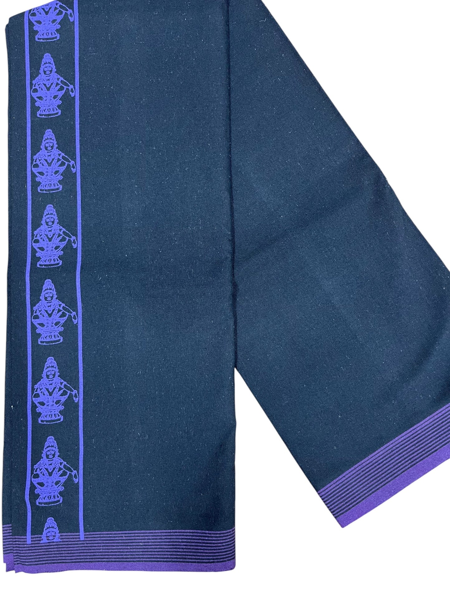 Southloom Black Printed Ayyapan Single Mundu / Otta Mundu  (South Indian Kerala Dhoti)