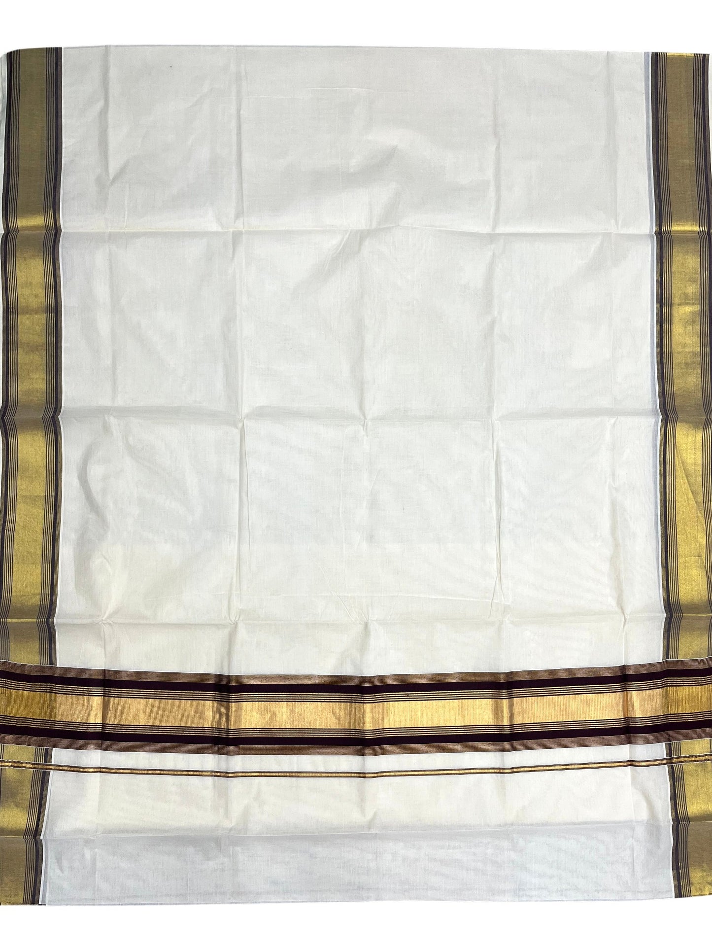 Southloom Kerala Cotton Kasavu Saree with Brown Border