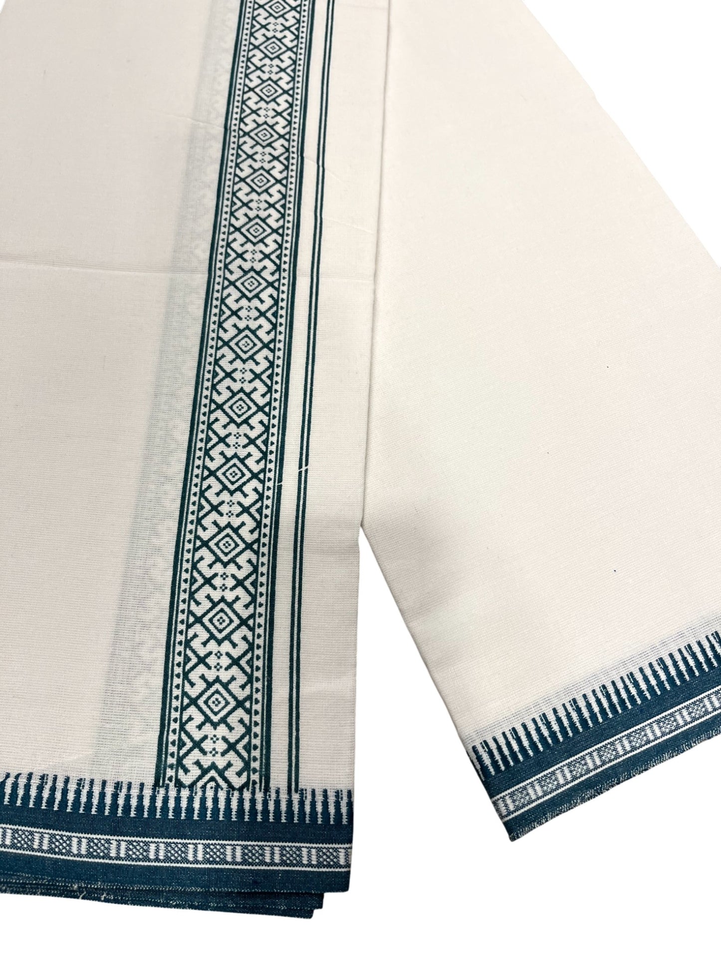 Southloom Off White And Black Printed Single Mundu / Otta Mundu / Lungi (South Indian Kerala Dhoti)