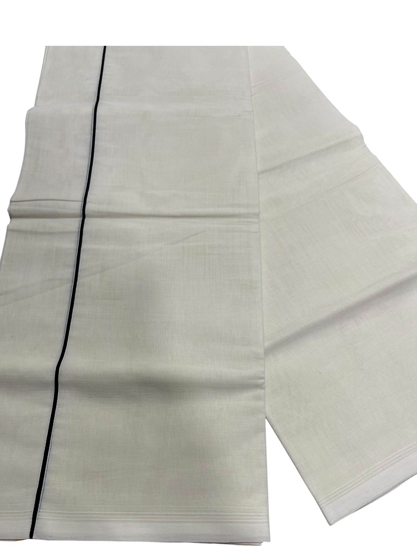 Southloom Pure Cotton Mundu With Black Eerkkil Kara (South Indian Kerala Dhoti)