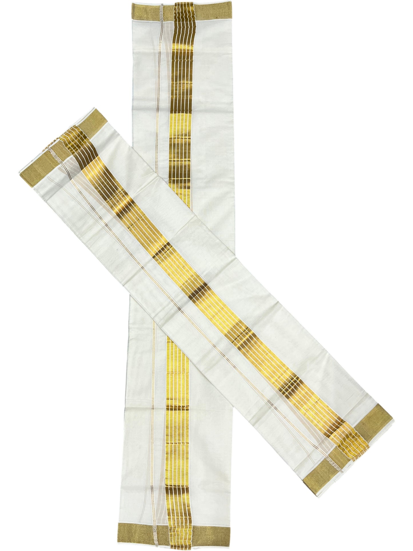Southloom Kerala Cotton Single Set Mundu (Mundum Neriyathum) with  Kasavu Border