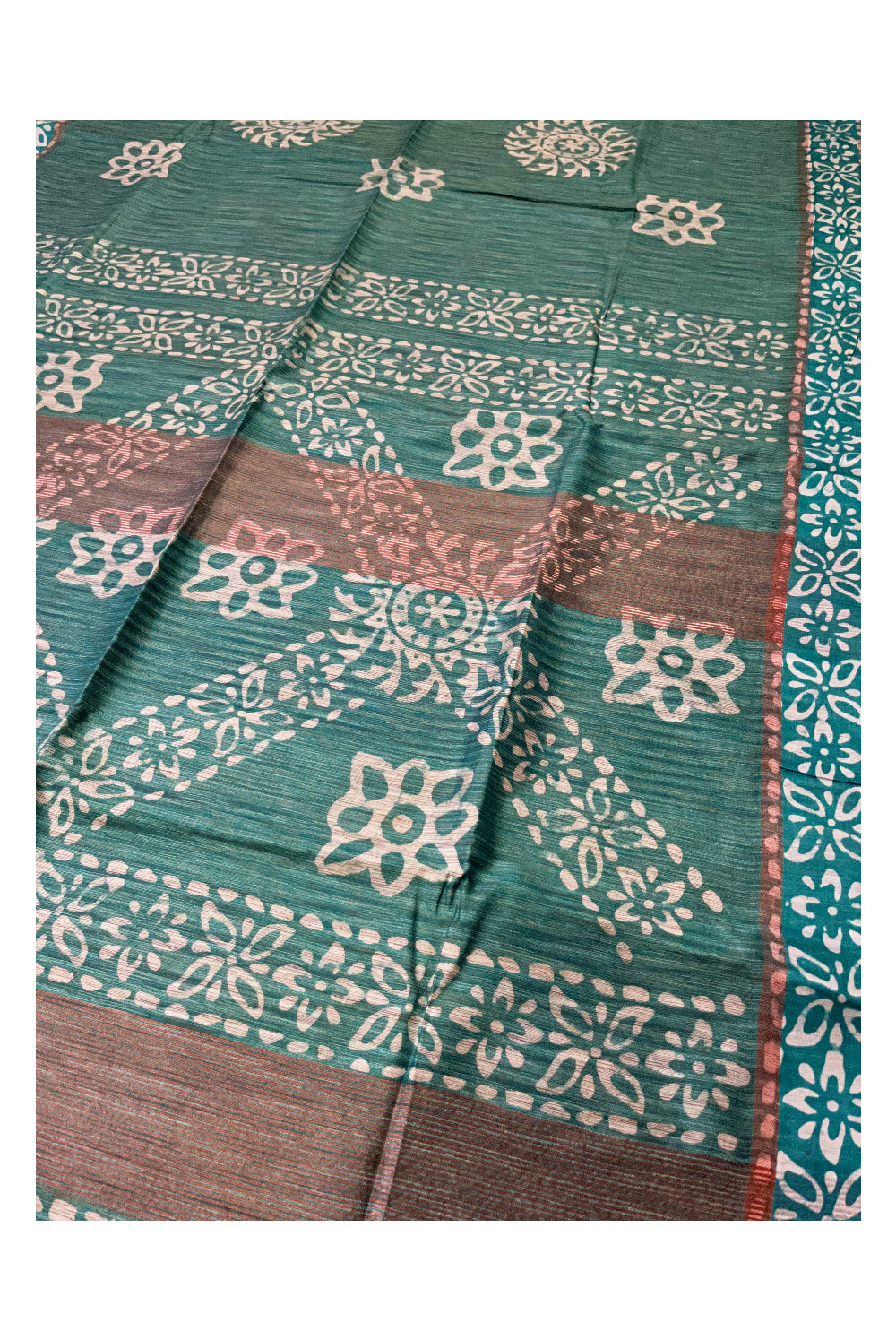 Southloom Cotton Green Saree with Baswara Prints on Body and Pallu