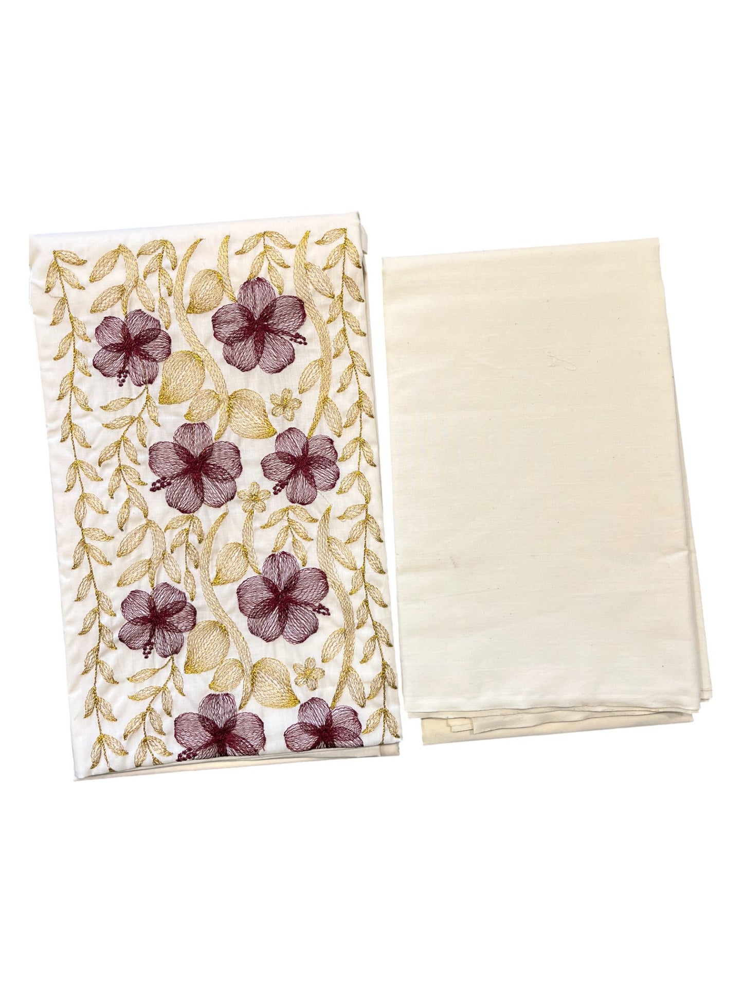 Southloom™ Cotton Churidar Salwar Suit Material with  Maroon Embroidery Work (include Lines Shawl / Dupatta)