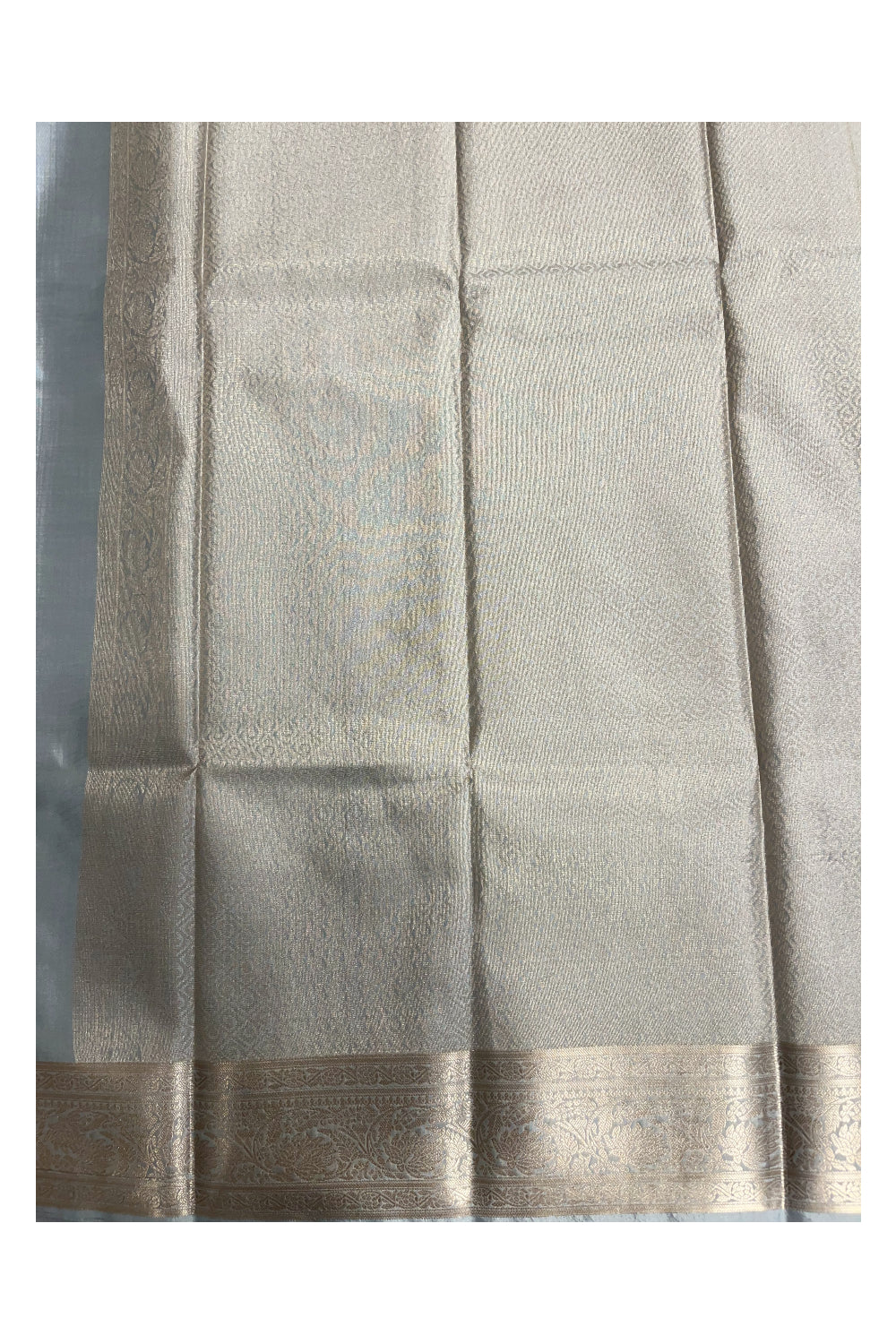Southloom Semi Silk Saree In Grey With Woven Zari Borders And Butta Work Across Body